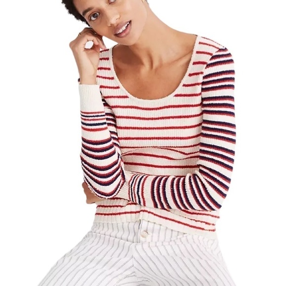 Madewell Stillman Pullover Sweater Stripe Mix - Picture 1 of 8